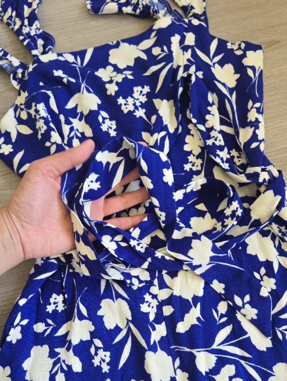 Sugarlips Royal Blue & White Floral Jumpsuit - Picture 4 of 6